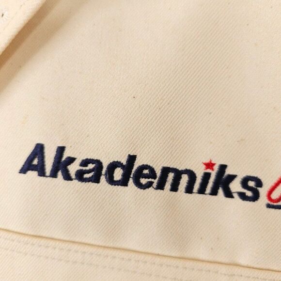 Vintage Akademiks Denim Jacket Mens Size XL Cream Y2K Oversized Streetwear - Picture 2 of 6